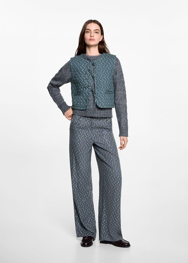  Mango Çocuk Çiçekli Pantolon Kömür Karası