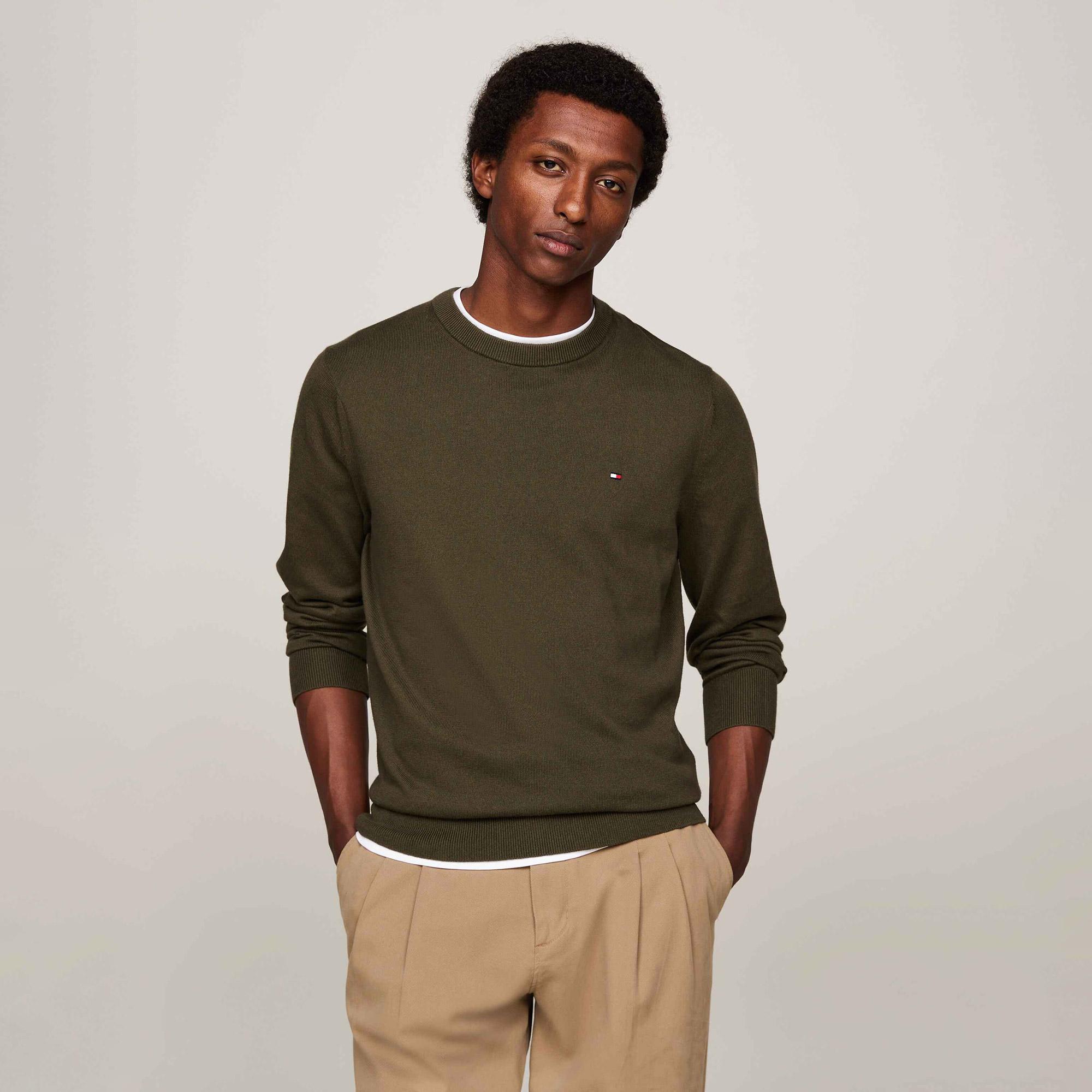 Tommy Hilfiger Erkek Haki Triko