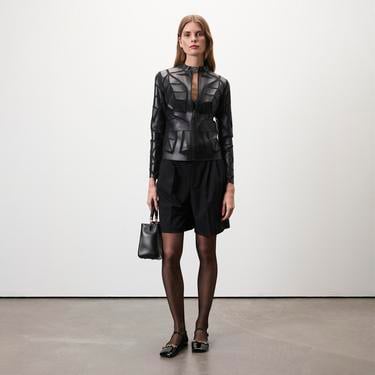  Origa Kadın Yaprak Panelli Deri Ceket