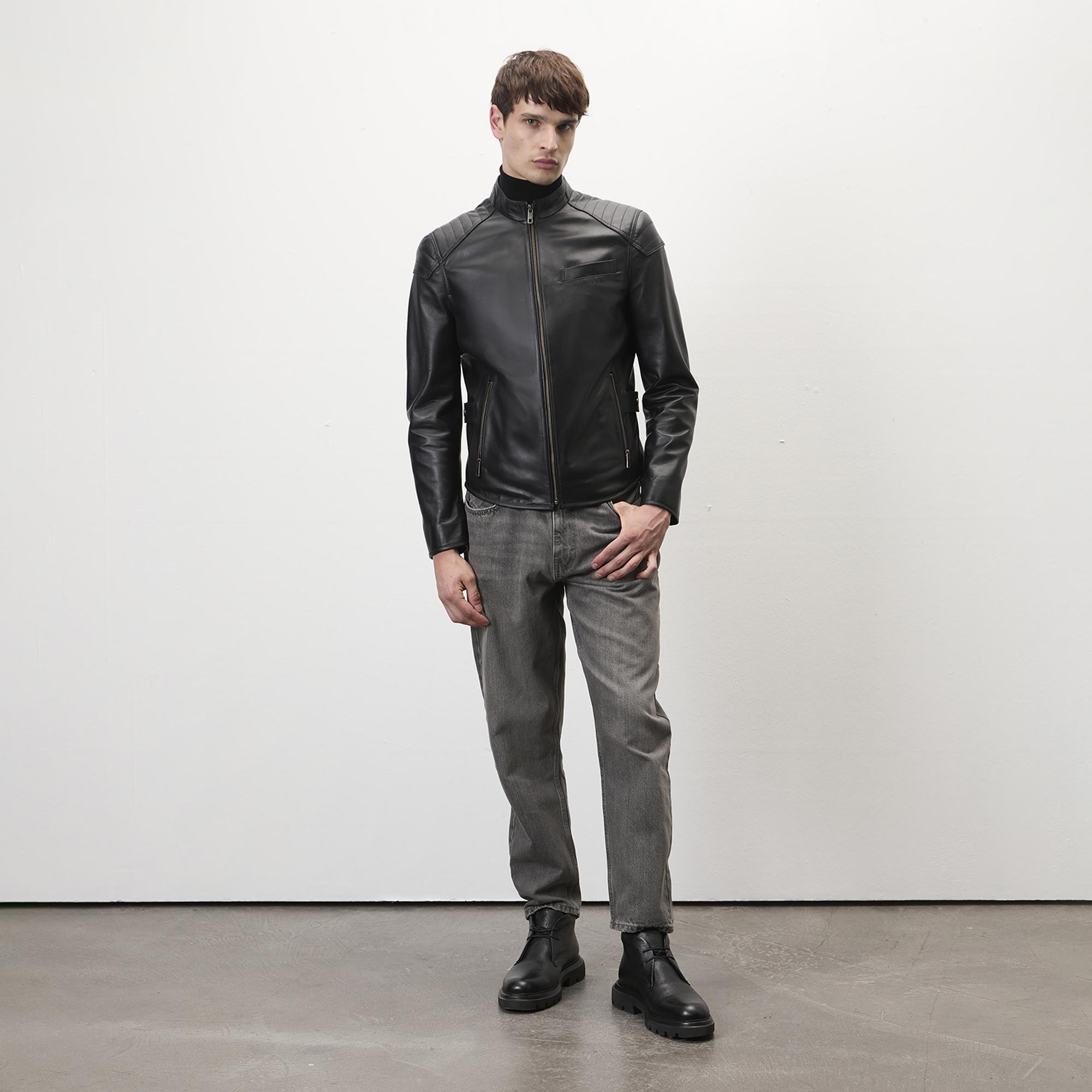 Dugan Siyah Erkek Deri Mont