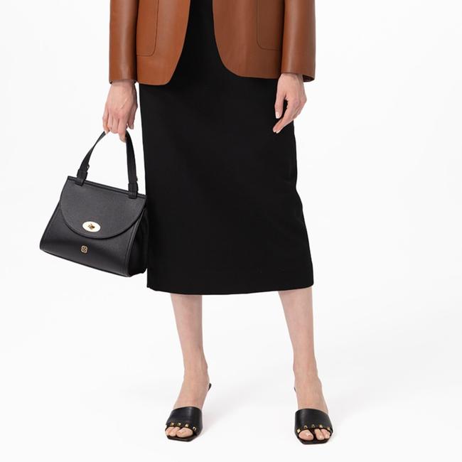  Kadın Siyah Topuklu Deri Terlik