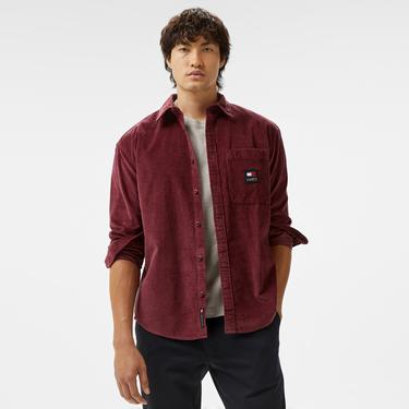  Tommy Hilfiger Jeans Corduroy Shirt Erkek Bordo Gömlek