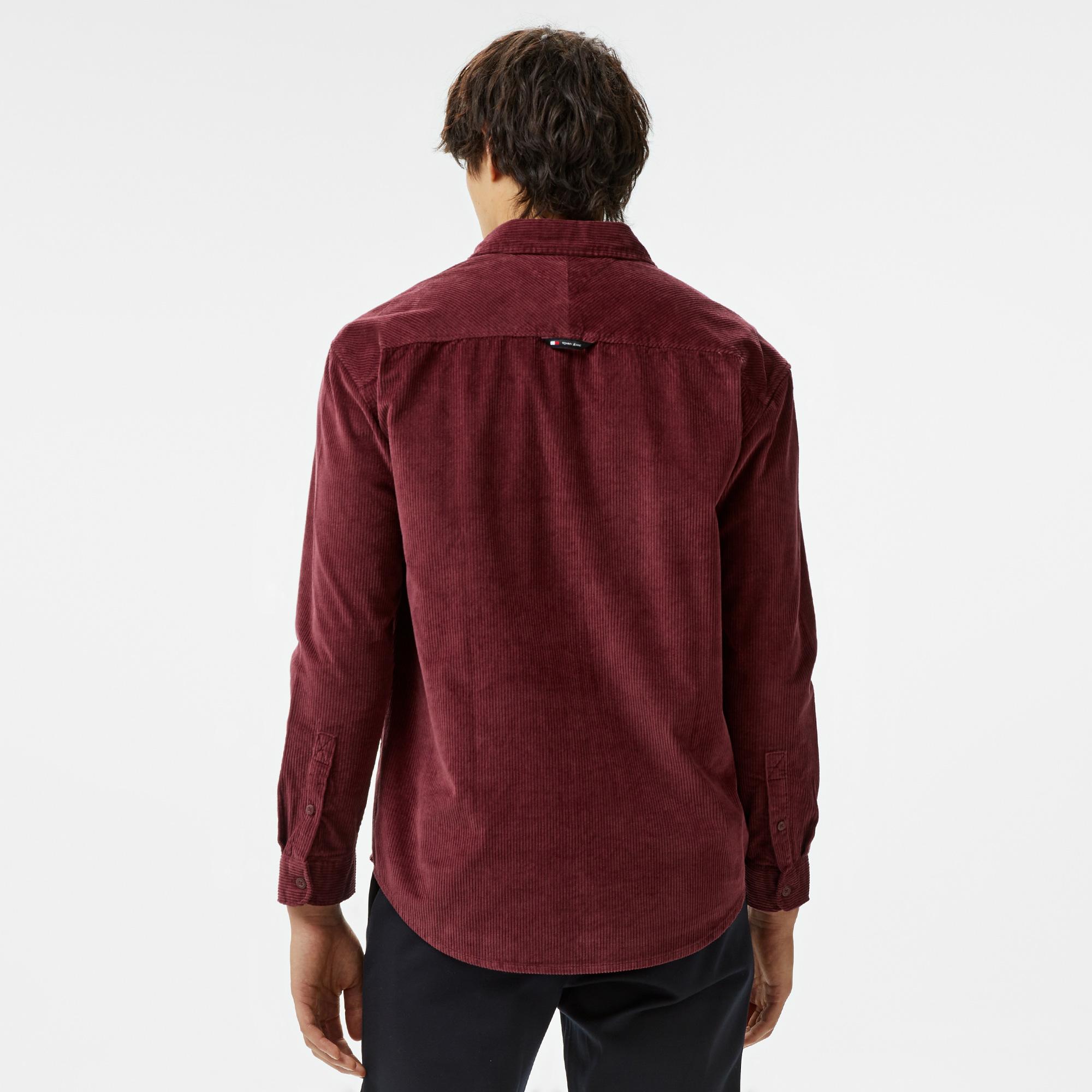 Tommy Hilfiger Jeans Corduroy Shirt Erkek Bordo Gömlek