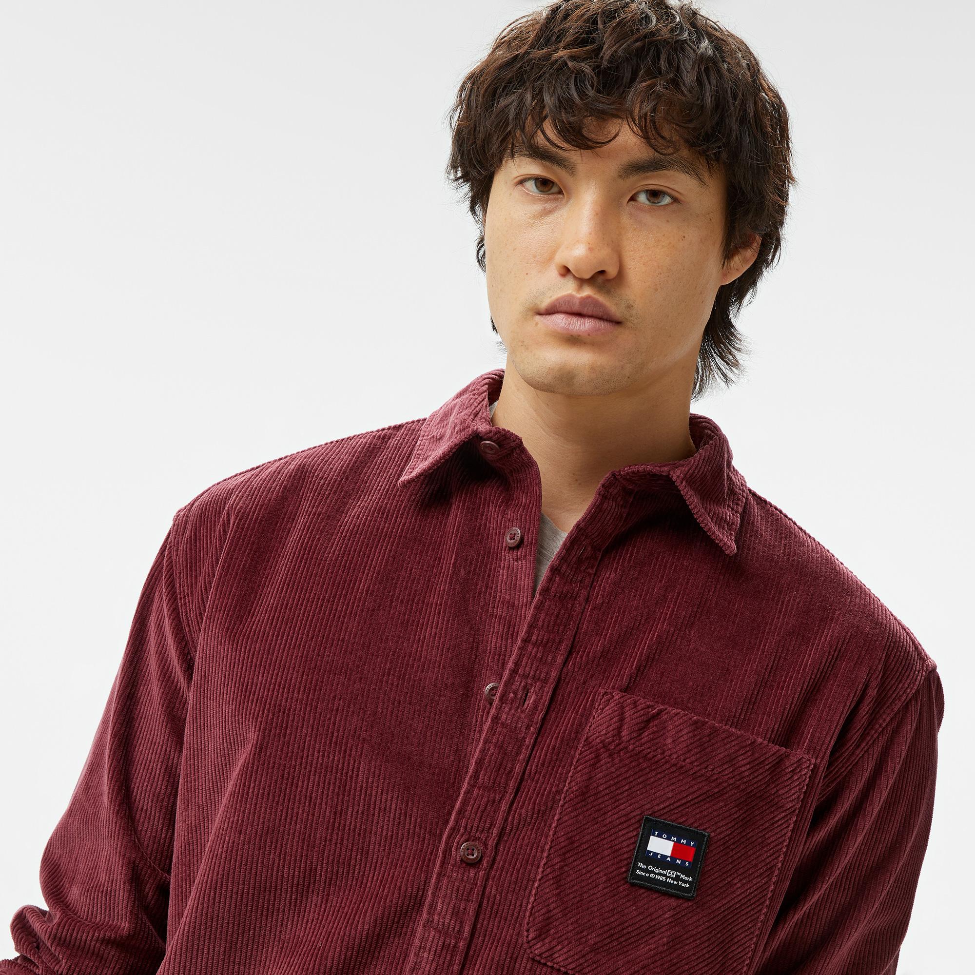 Tommy Hilfiger Jeans Corduroy Shirt Erkek Bordo Gömlek