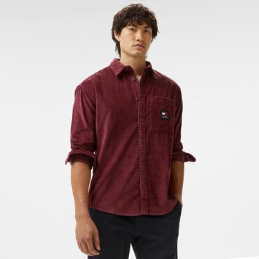  Tommy Hilfiger Jeans Corduroy Shirt Erkek Bordo Gömlek