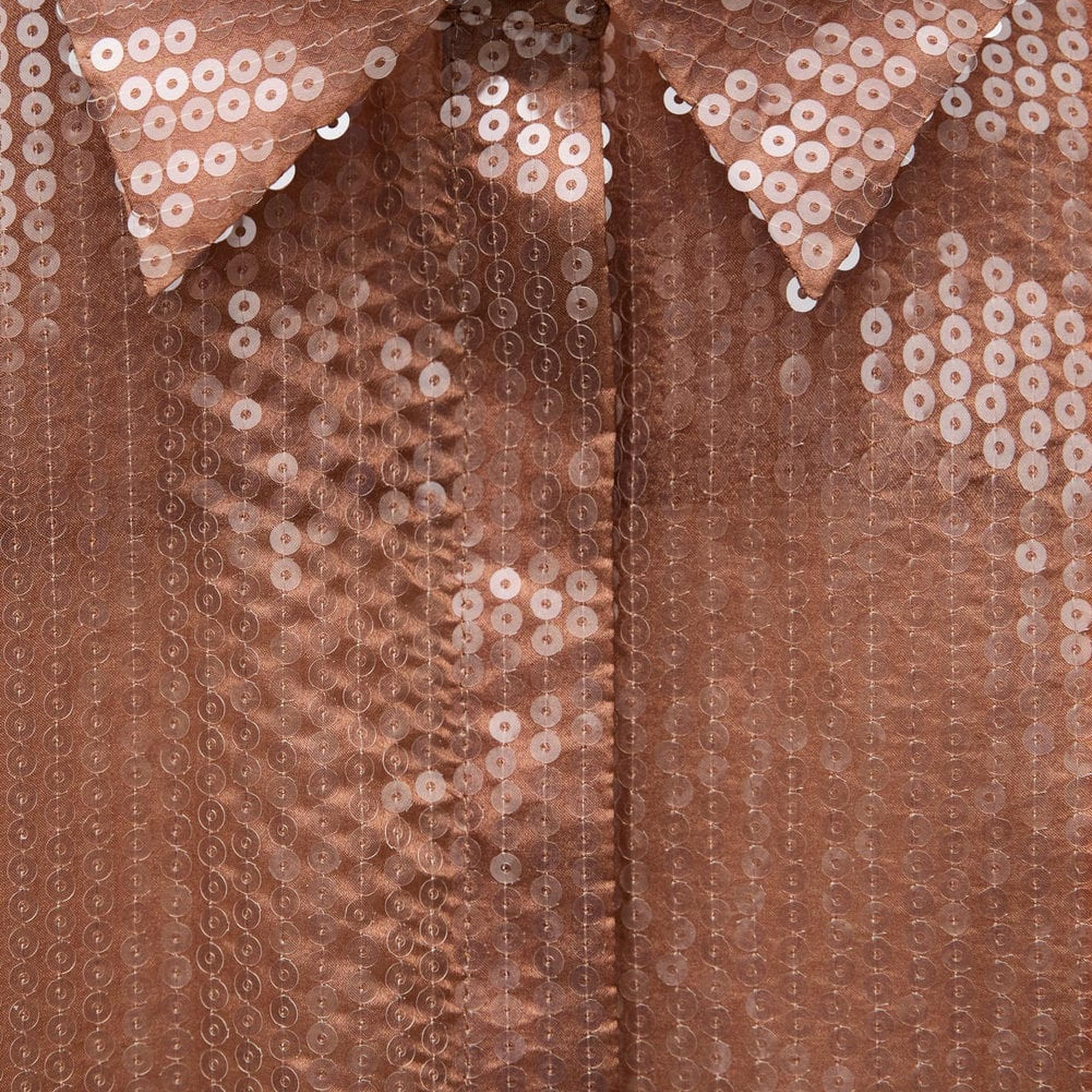 Mango Kadın Yarı Transparan Pullu Gömlek Kahverengi