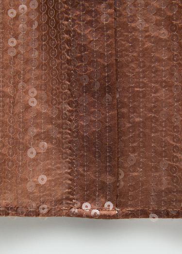  Mango Kadın Yarı Transparan Pullu Gömlek Kahverengi