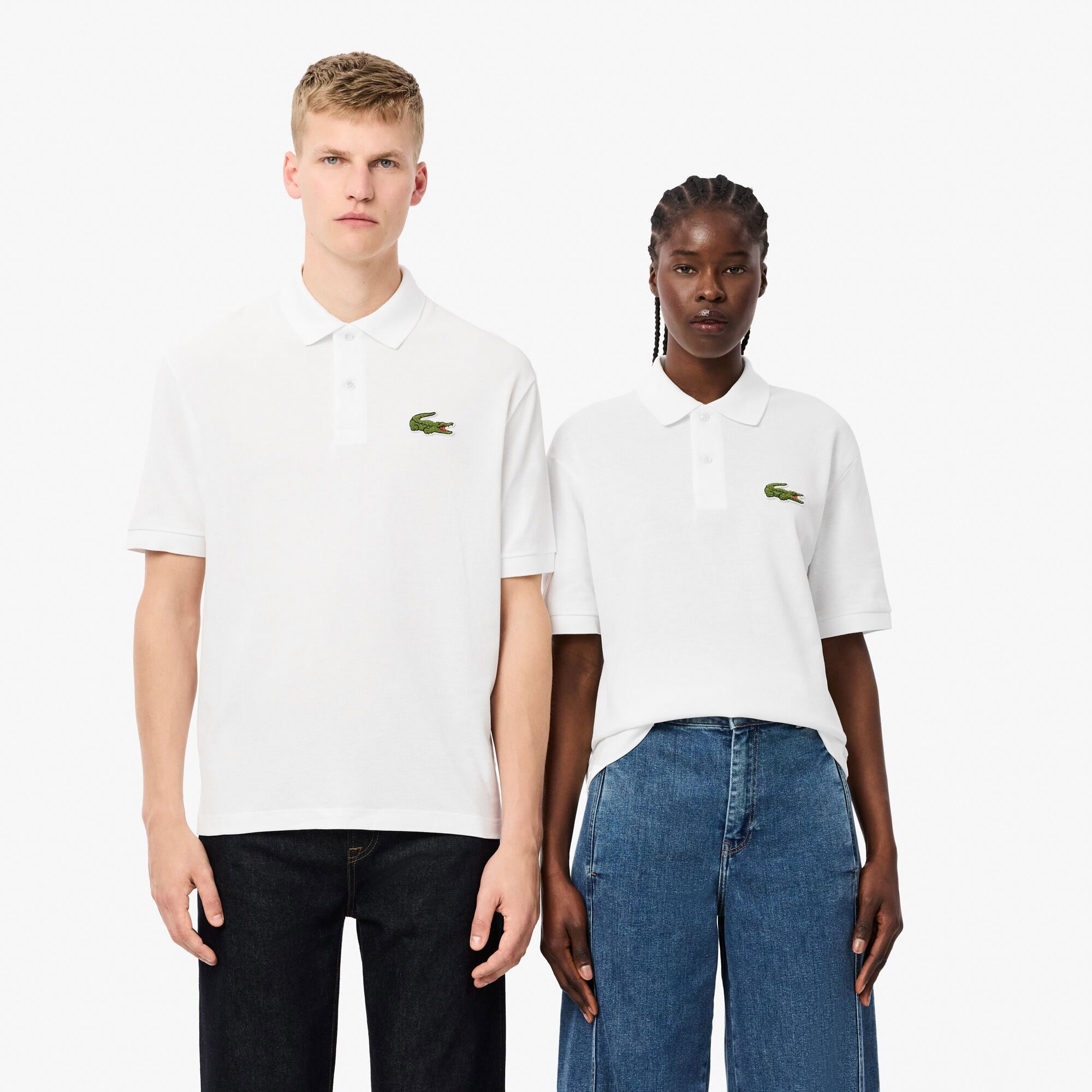  Lacoste Ribbed Collar Unisex Beyaz Polo