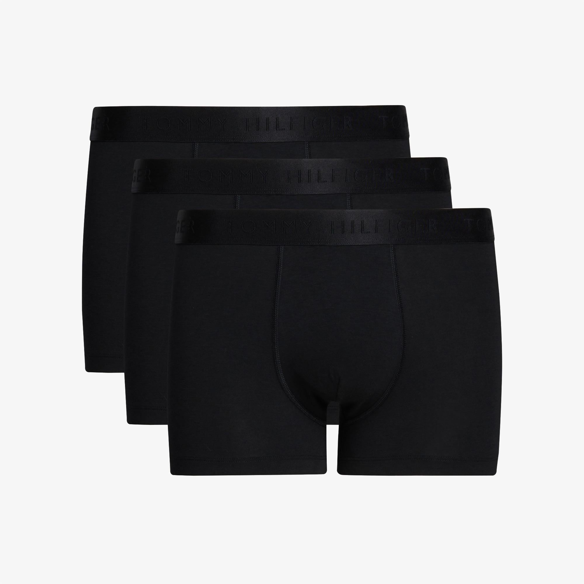 Tommy Hilfiger Trunk 3'lü Siyah Bantlı Lüks Erkek Siyah Boxer