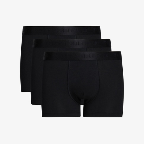  Tommy Hilfiger Trunk 3'lü Siyah Bantlı Lüks Erkek Siyah Boxer