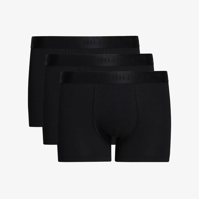  Tommy Hilfiger Trunk 3'lü Siyah Bantlı Lüks Erkek Siyah Boxer