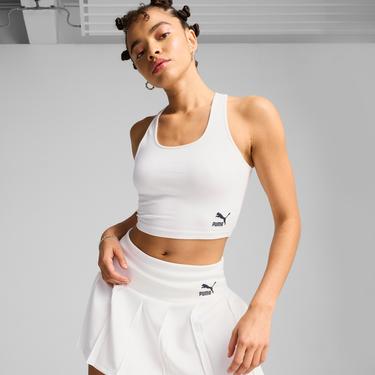  Puma Classics Crop Kadın Beyaz T-Shirt