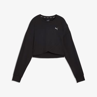  Puma Cloudspun Crossover Crew Kadın Siyah Sweatshirt
