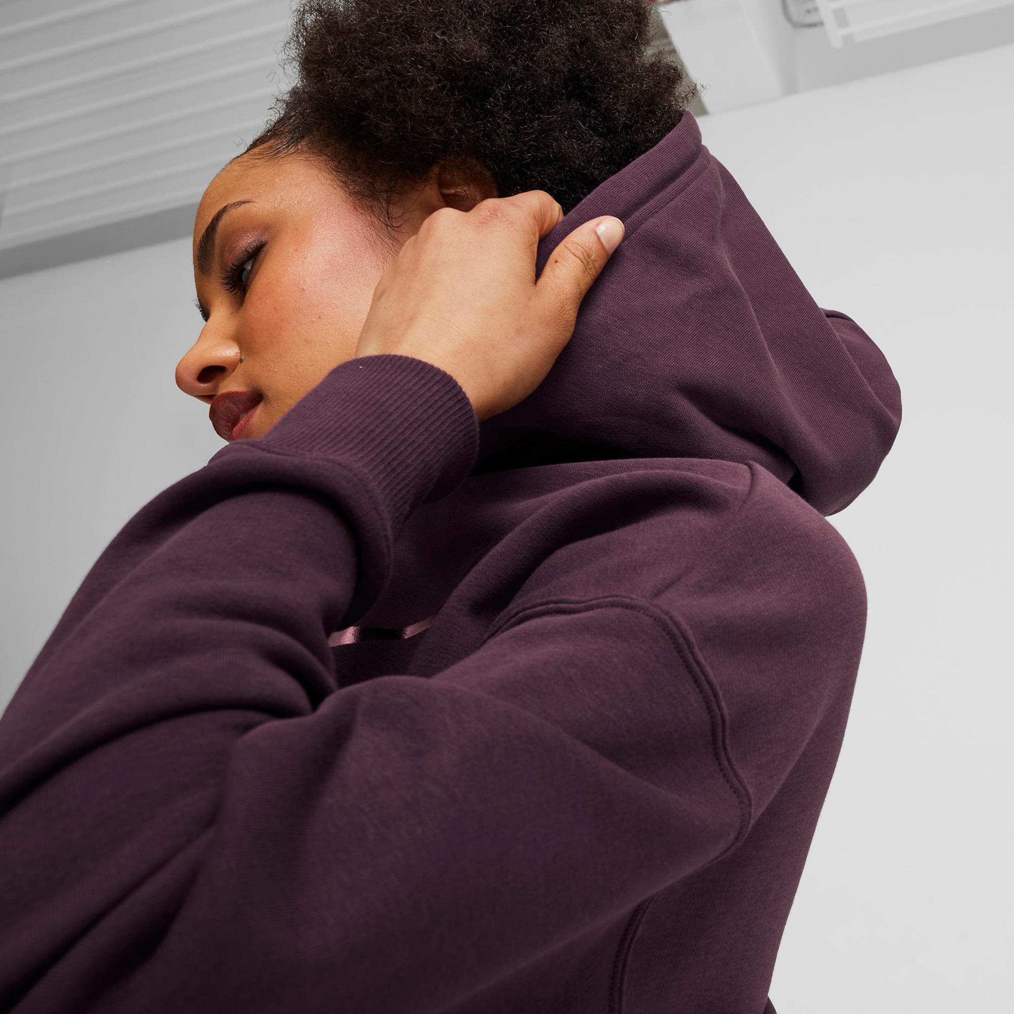 Puma Classics Shiny Logo Kadın Bordo Sweatshirt