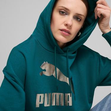  Puma Classics Shiny Logo Kadın Yeşil Sweatshirt