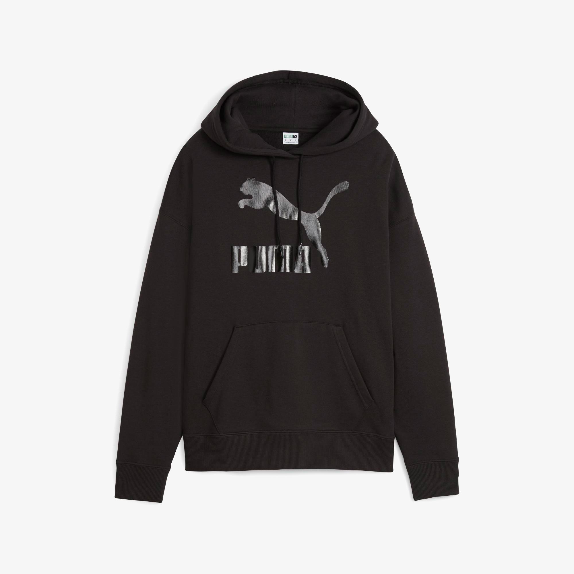 Puma Classics Shiny Logo Kadın Siyah Sweatshirt