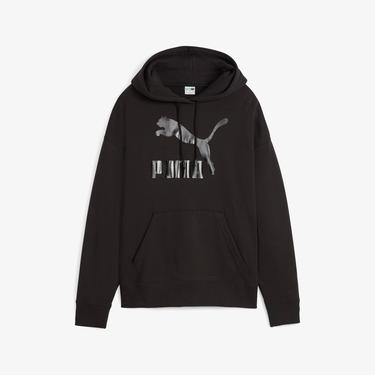  Puma Classics Shiny Logo Kadın Siyah Sweatshirt