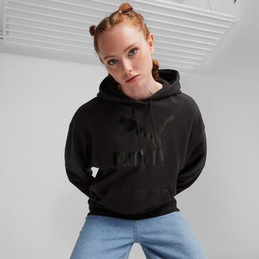  Puma Classics Shiny Logo Kadın Siyah Sweatshirt