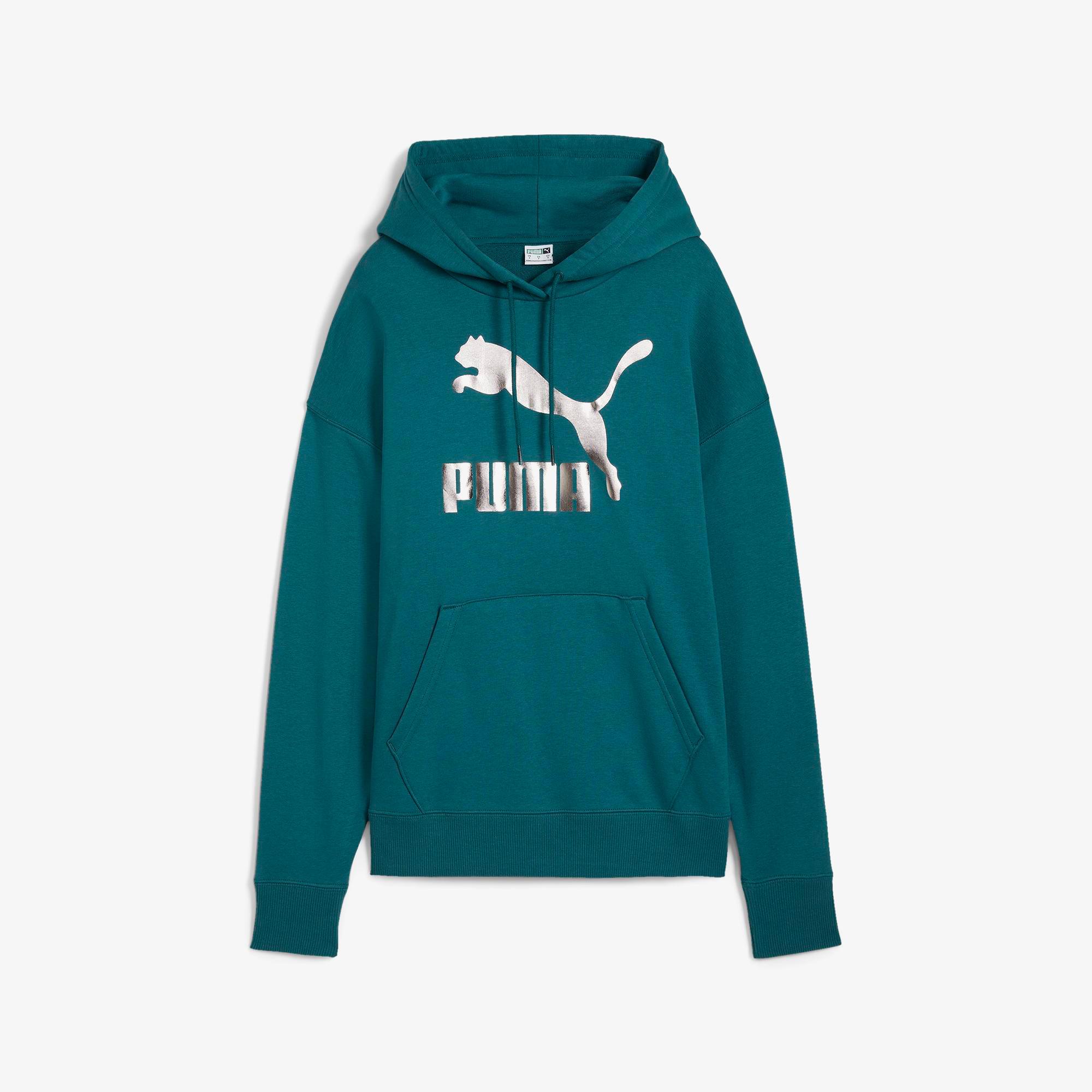 Puma Classics Shiny Logo Kadın Yeşil Sweatshirt