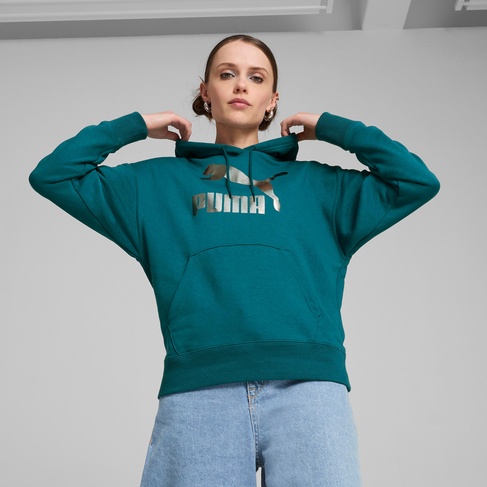  Puma Classics Shiny Logo Kadın Yeşil Sweatshirt