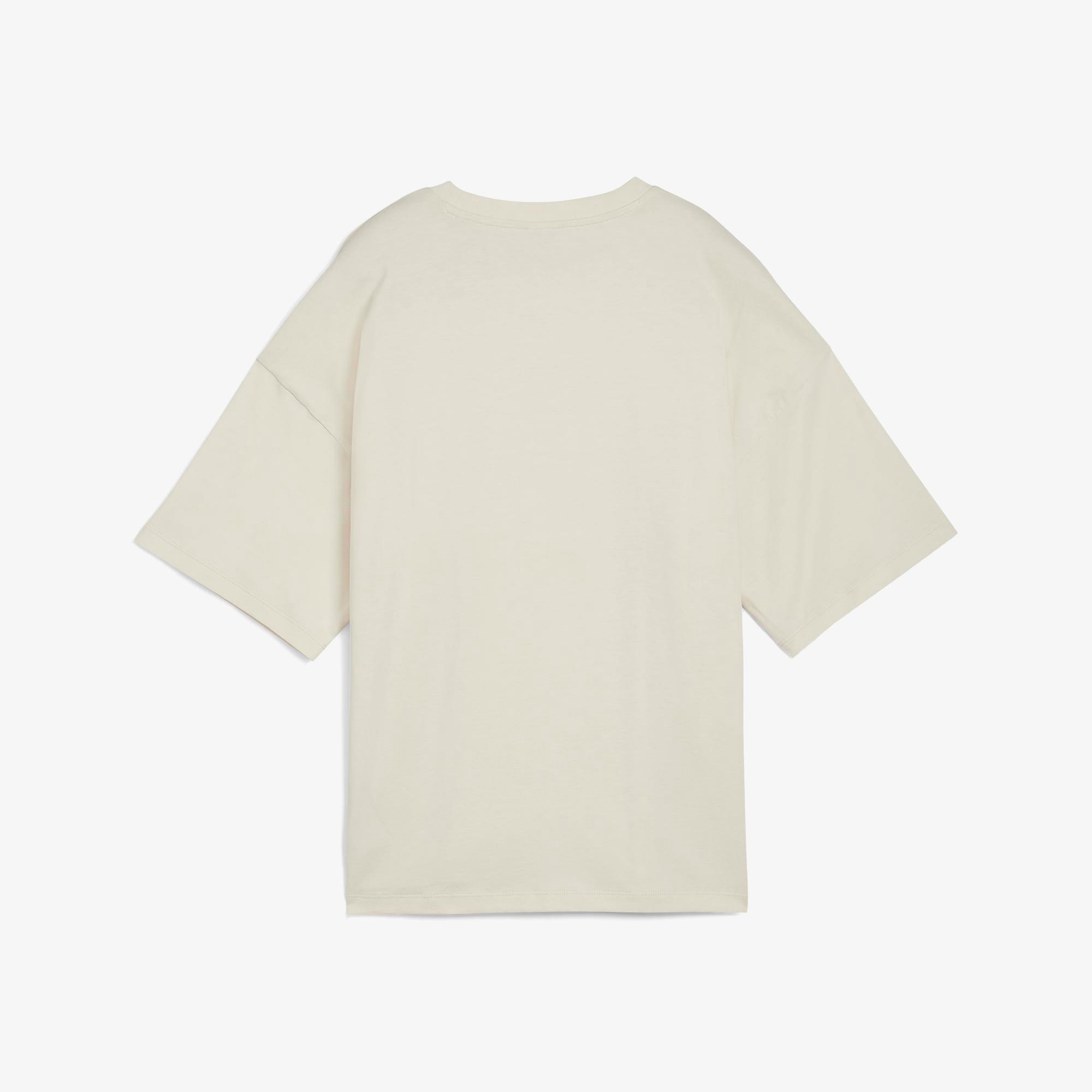 Puma Classics Oversized Logo Kadın Bej T-Shirt