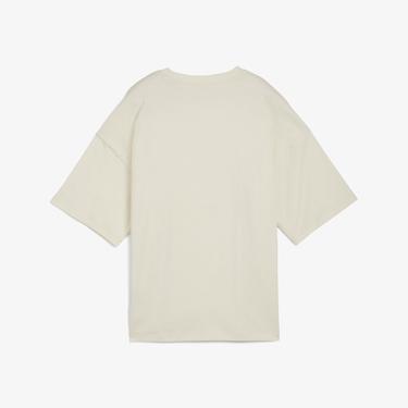  Puma Classics Oversized Logo Kadın Bej T-Shirt