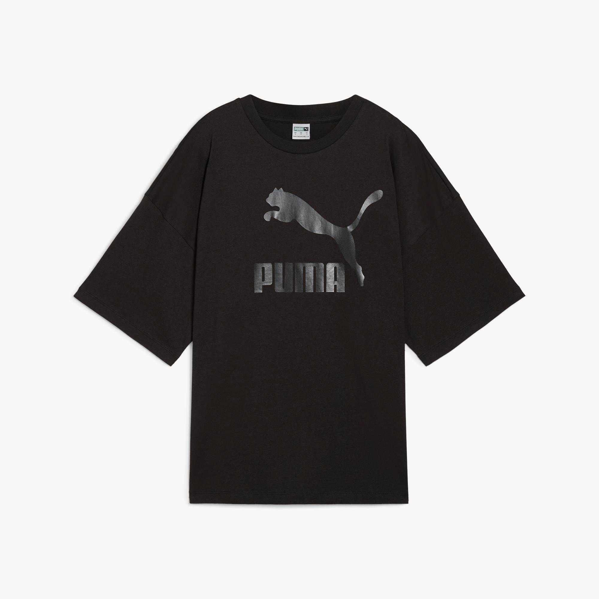 Puma Classics Oversized Logo Kadın Siyah T-Shirt