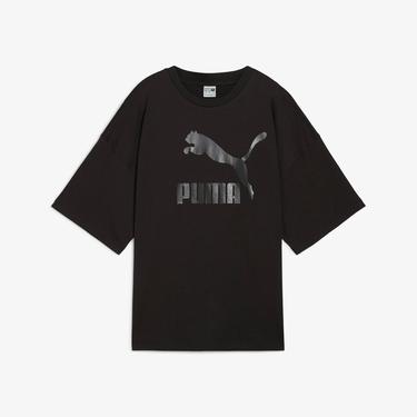  Puma Classics Oversized Logo Kadın Siyah T-Shirt