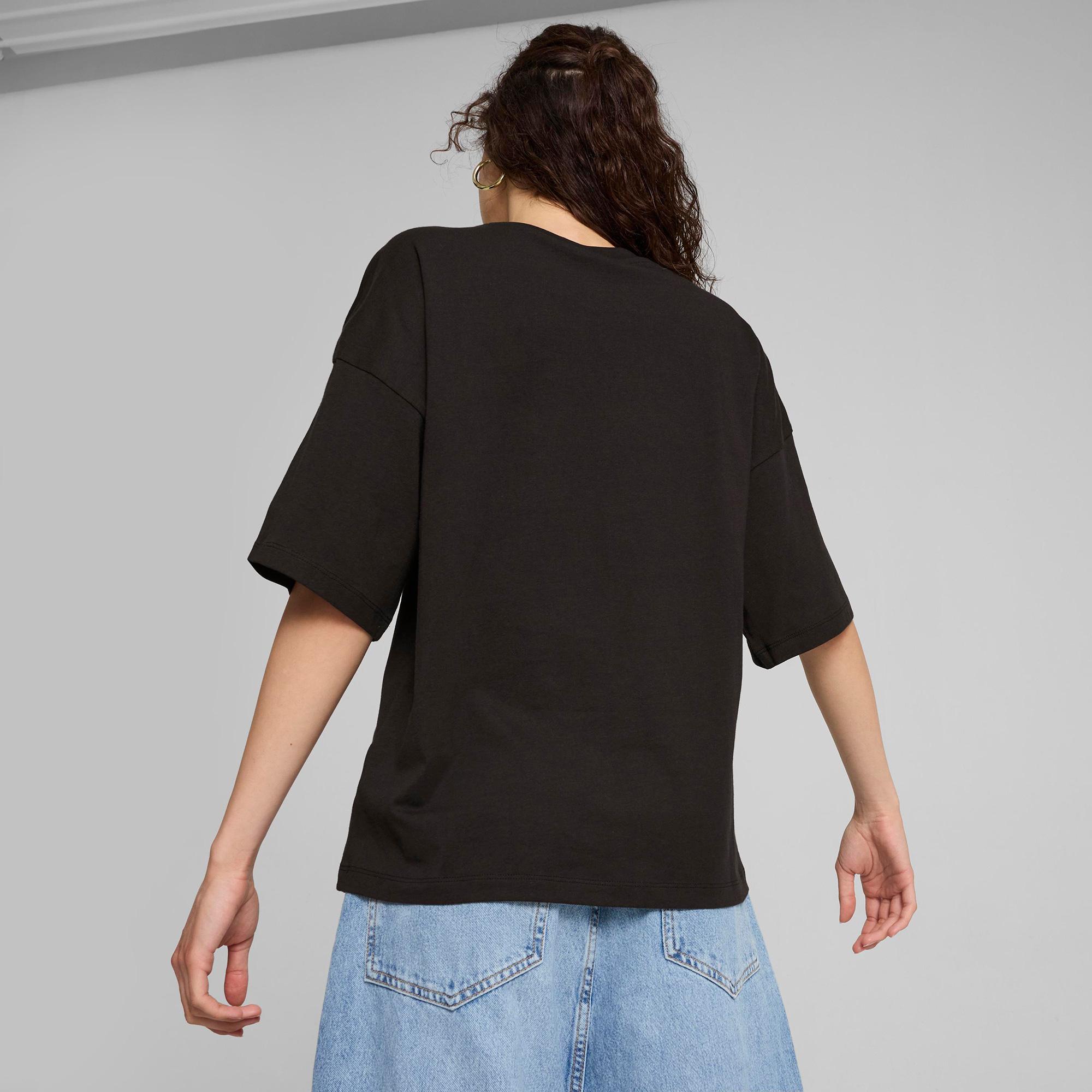 Puma Classics Oversized Logo Kadın Siyah T-Shirt