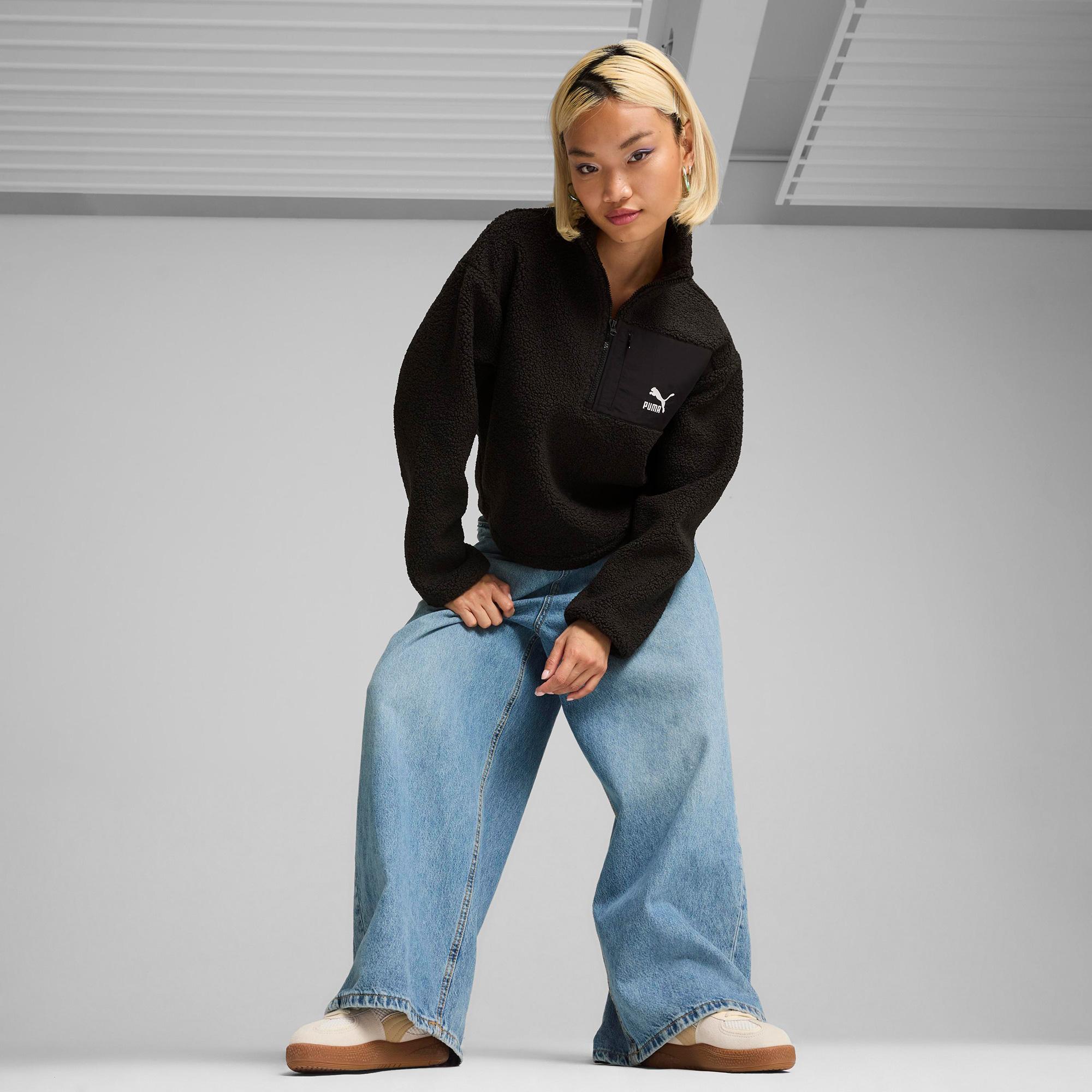 Puma Classics Winterized Half-Zip Kadın Siyah Sweatshirt