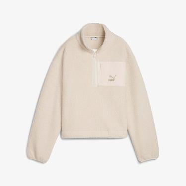  Puma Classics Winterized Half-Zip Kadın Krem Polar Sweatshirt