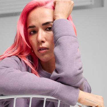  Puma Dare To Relaxed Washed Crew Kadın Mor Günlük Sweatshirt