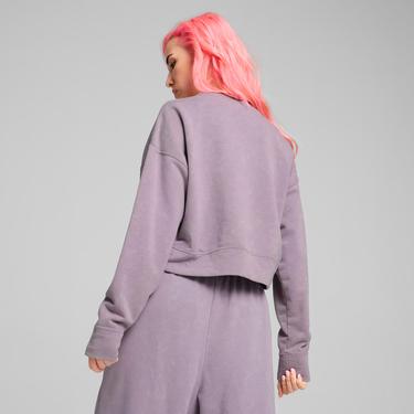  Puma Dare To Relaxed Washed Crew Kadın Mor Günlük Sweatshirt