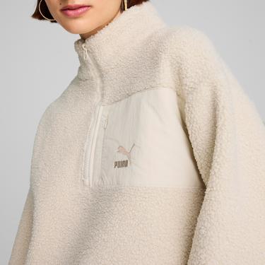  Puma Classics Winterized Half-Zip Kadın Beyaz Sweatshirt