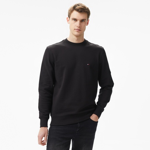  Tommy Hilfiger Essential Terry Crewneck Erkek Siyah Sweatshirt