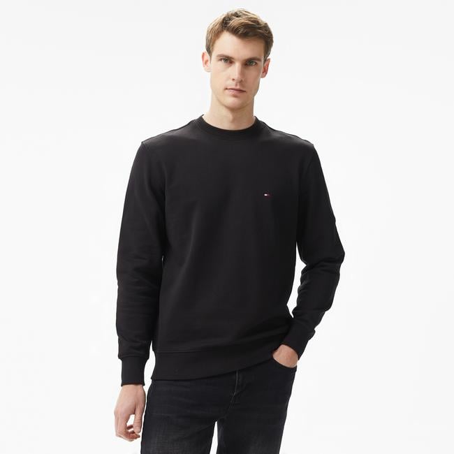  Tommy Hilfiger Essential Terry Crewneck Erkek Siyah Sweatshirt