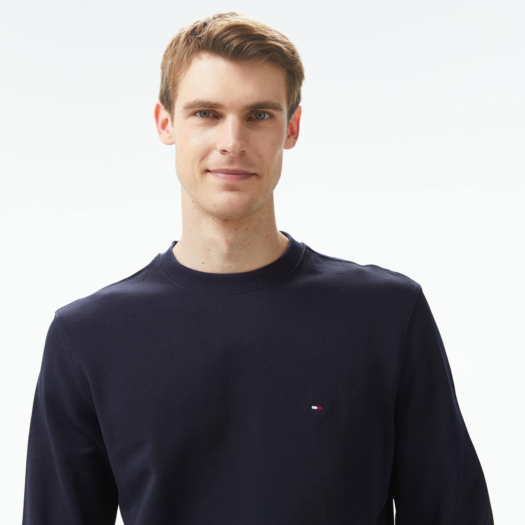 Tommy Hilfiger Essential Terry Crewneck Erkek Mavi Sweatshirt
