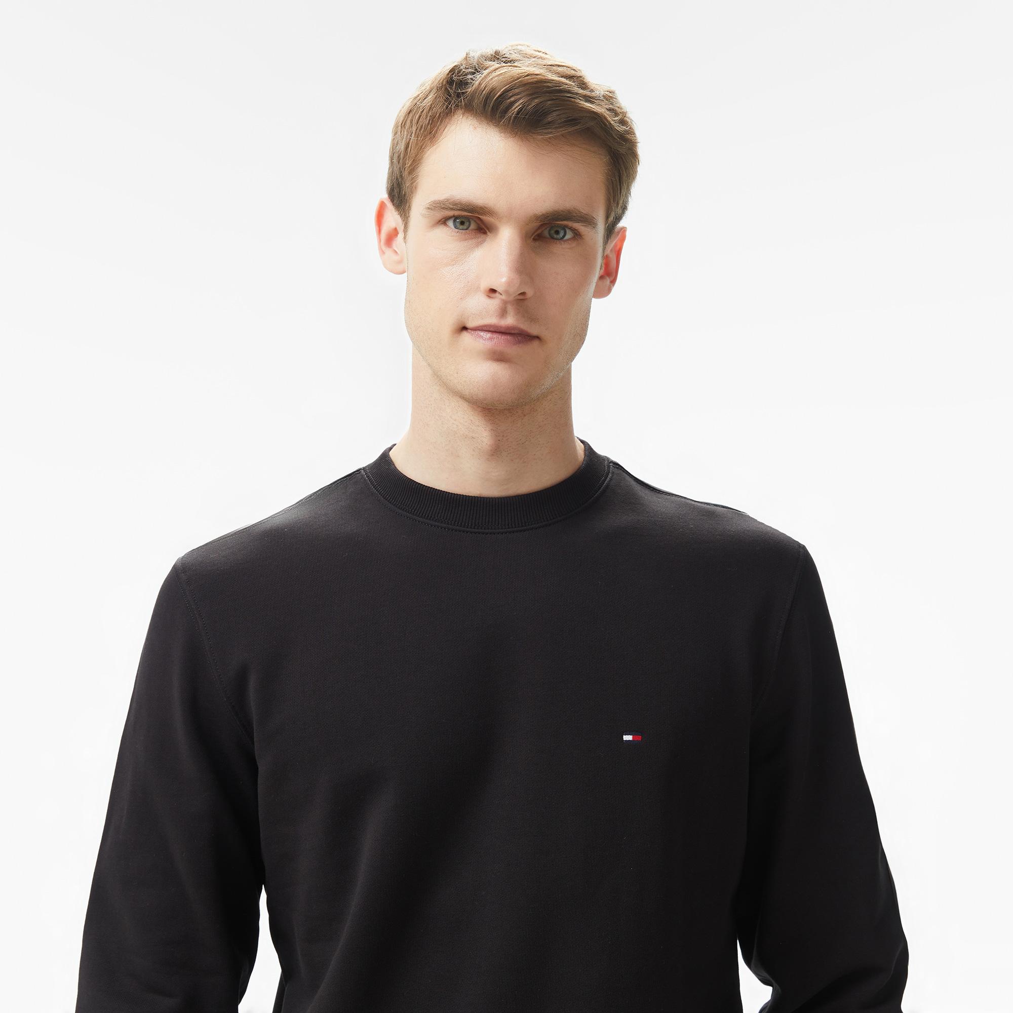 Tommy Hilfiger Essential Terry Crewneck Erkek Siyah Sweatshirt