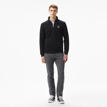  Ucla Leon Nakışlı Erkek Siyah Half-Zip Sweatshirt