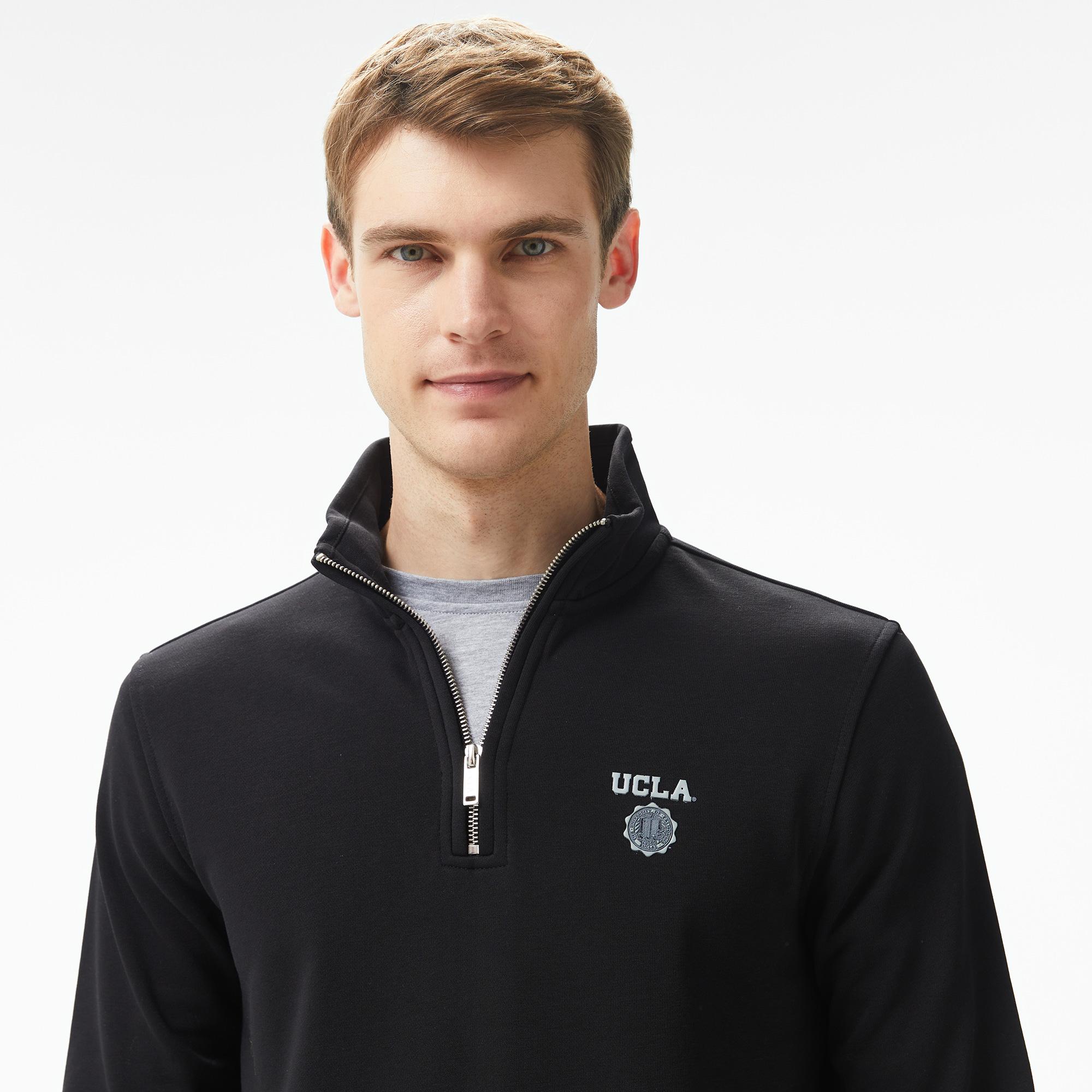 Ucla Leon Nakışlı Erkek Siyah Half-Zip Sweatshirt