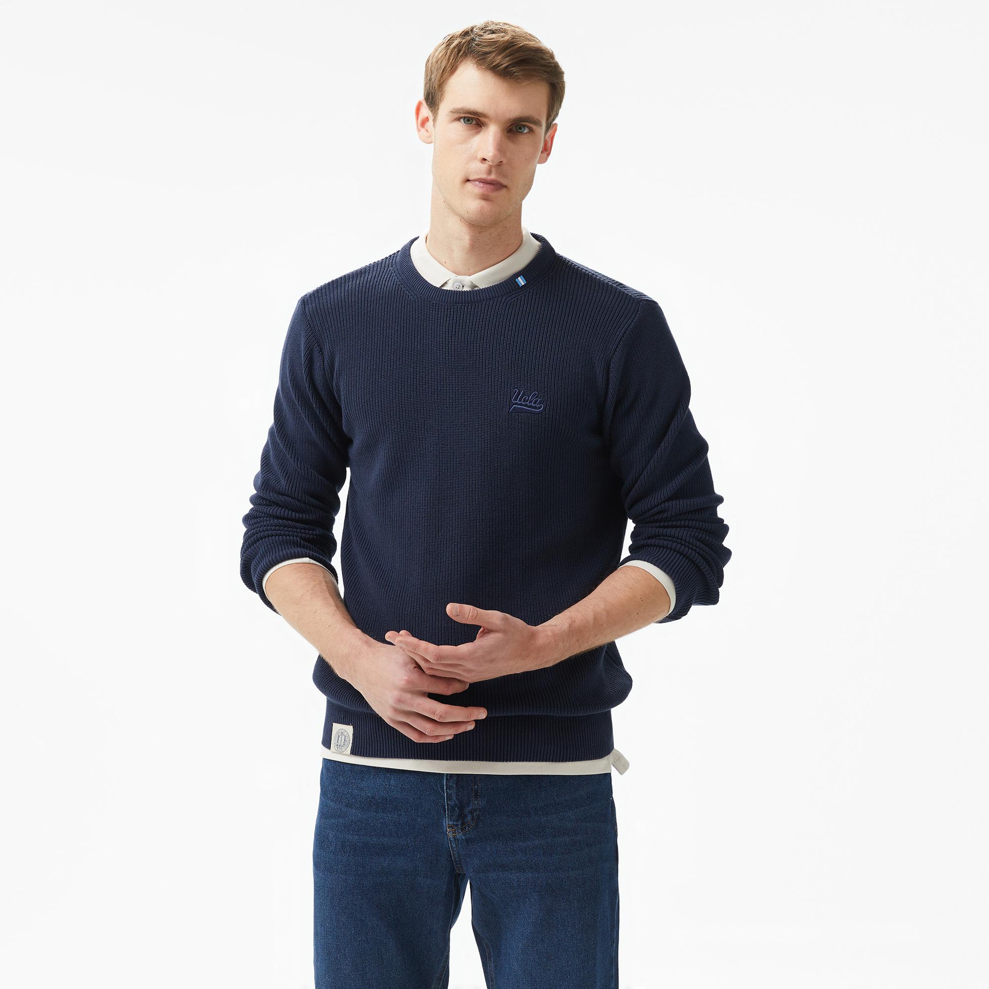 Ucla Emory Nakışlı Erkek Lacivert Bisiklet Yaka Triko