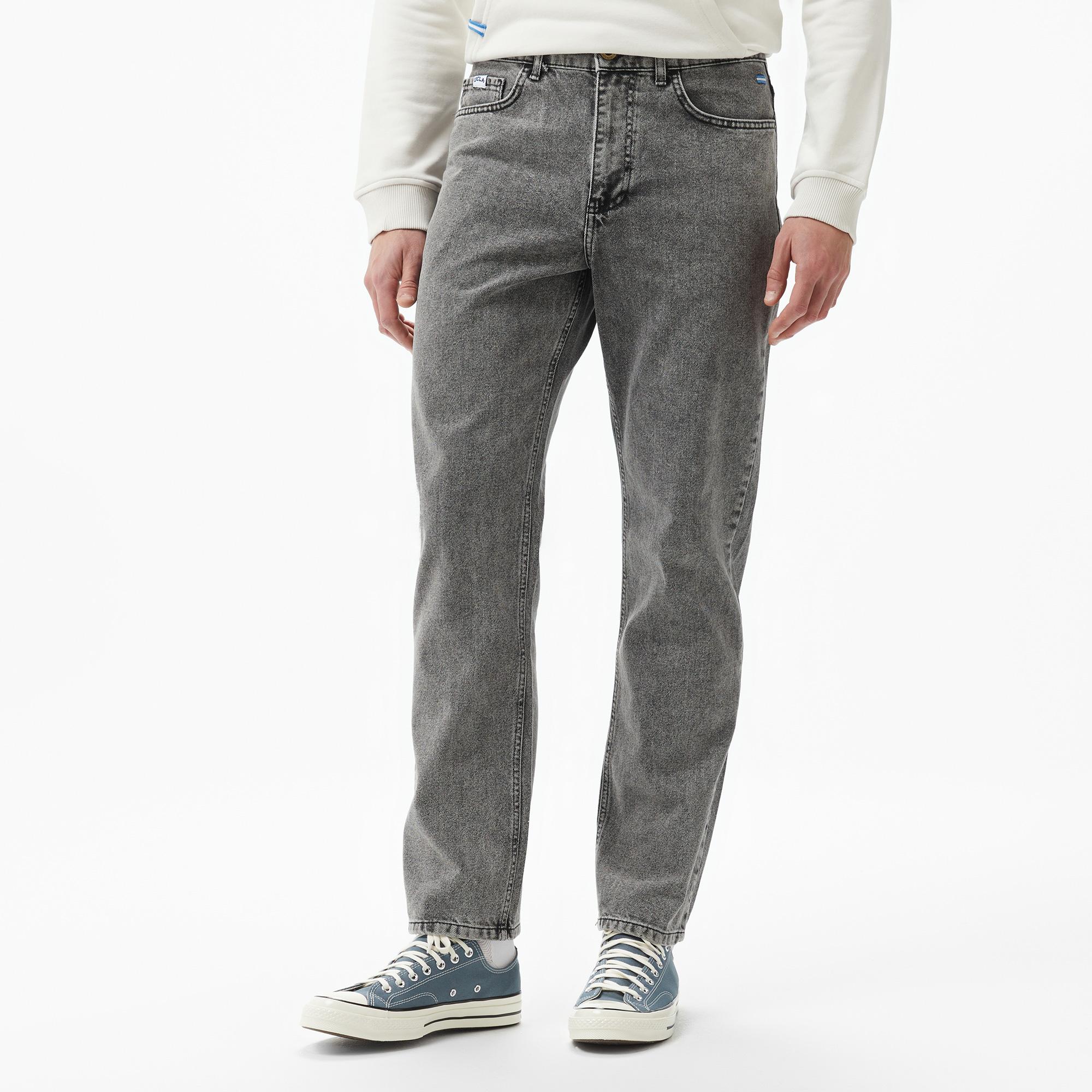 Ucla Benito Nakışlı Erkek Gri Denim Pantolon