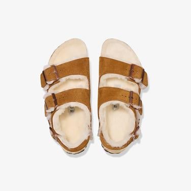  Birkenstock Milano Shearling Vl Kadın Kahverengi Terlik