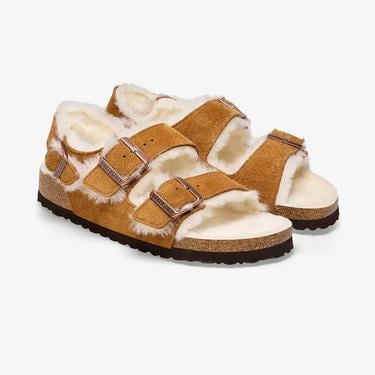  Birkenstock Milano Shearling Vl Kadın Kahverengi Terlik