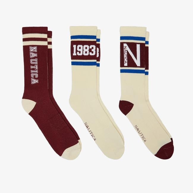  Nautica Erkek Bordo 3Lü Desenli Çorap