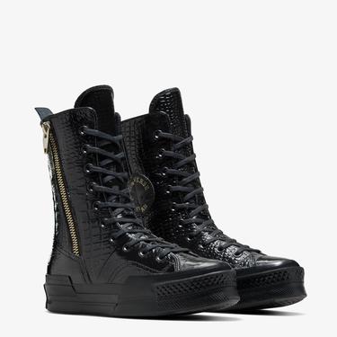  Converse Chuck 70 Plus XHi Unisex Siyah Deri Platform Sneaker