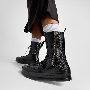  Converse Chuck 70 Plus XHi Unisex Siyah Deri Platform Sneaker
