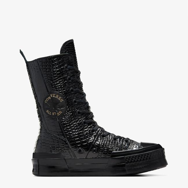  Converse Chuck 70 Plus XHi Unisex Siyah Deri Platform Sneaker