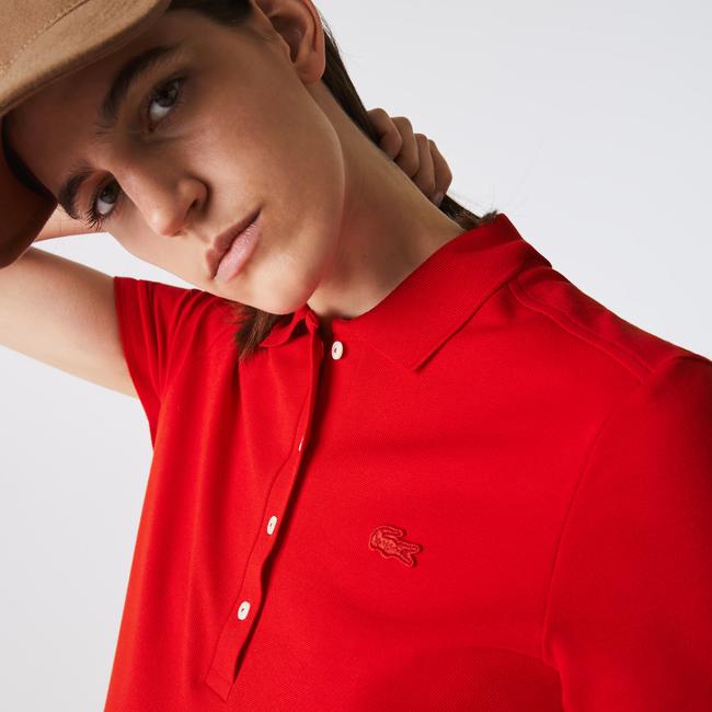  Lacoste L.12.D Kadın Slim Fit Kırmızı Polo