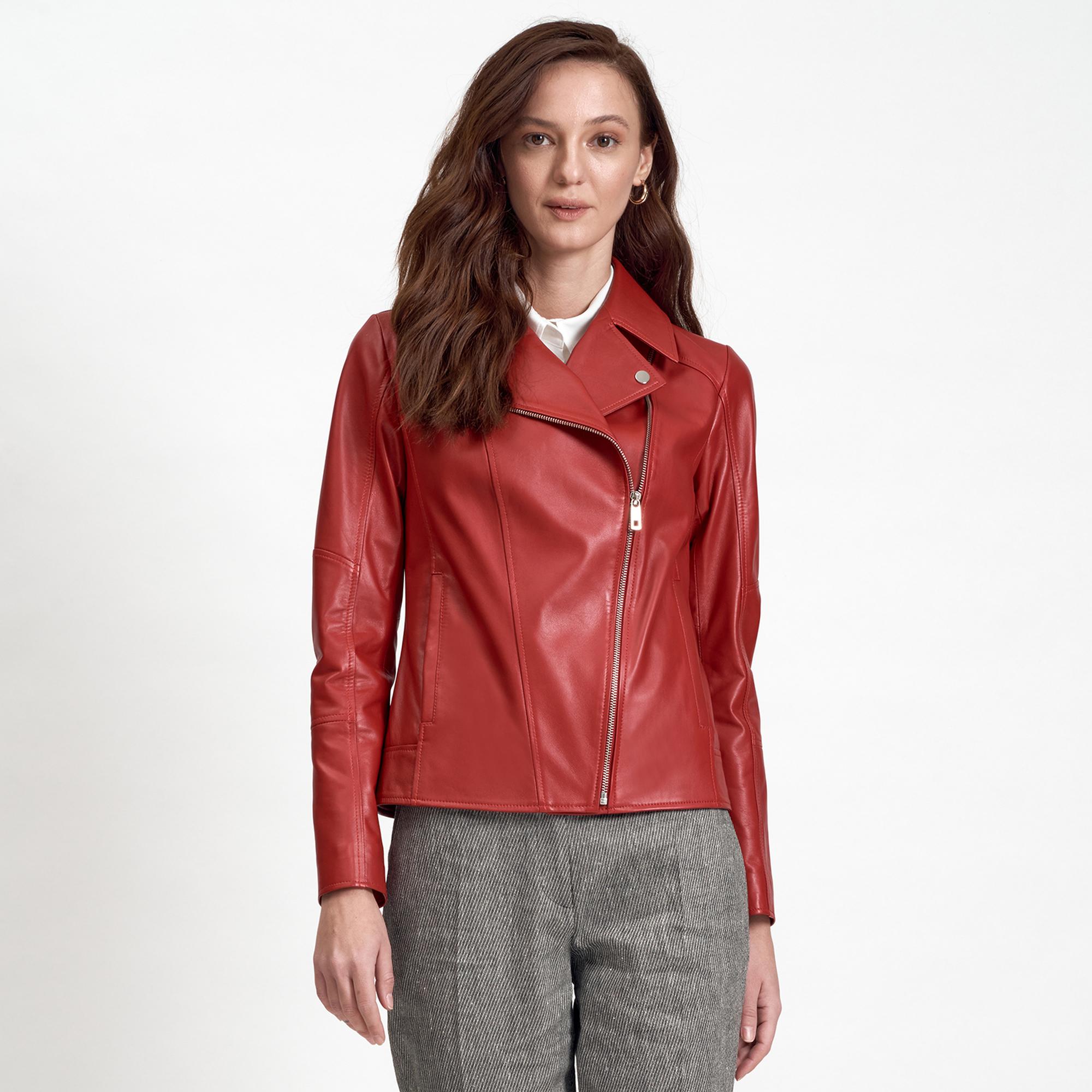 Beatrix Kadın Deri Biker Ceket